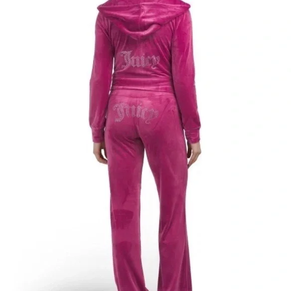 NEW! NWT JUICY COUTURE Velour OG Bling Tracksuit Set in Fuchsia Pink Size Medium - Picture 1 of 5